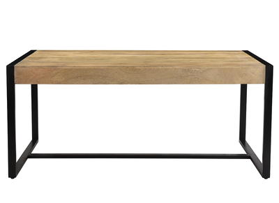 Mesa de comedor de madera de mango maciza y metal negro 175 cm BERGEN